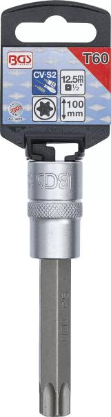 BGS Bit-Einsatz T60 T-Profil (für Torx) Länge 100 mm Antrieb Innenvierkant 12,5 mm (1/2") 4476